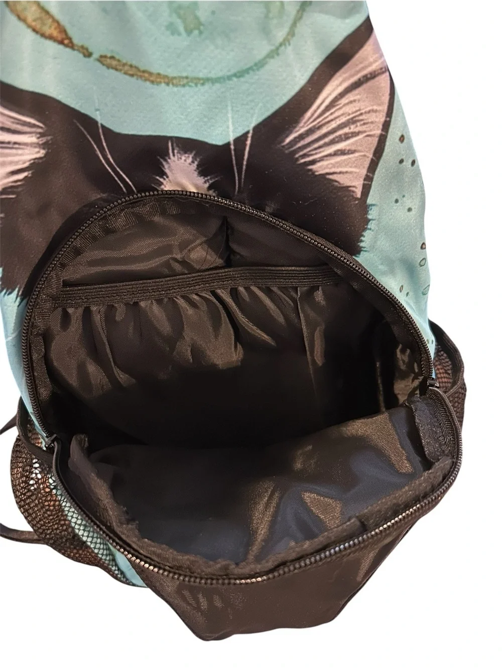 🐈‍⬛ Cute Turquoise Cat Print Crossbody Sling Bag with Coffee Motif